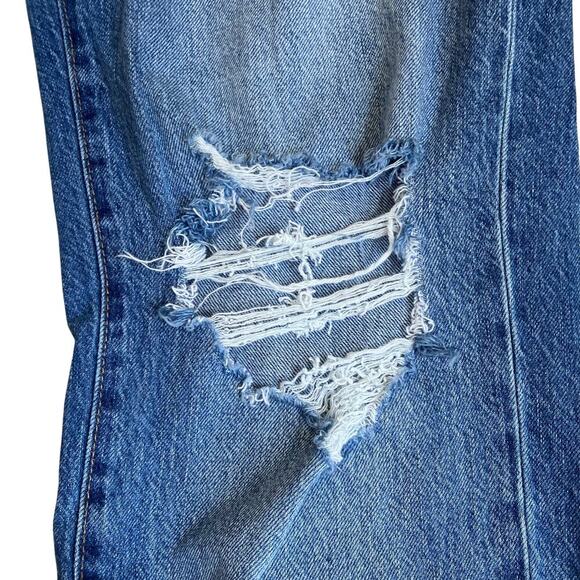 Aeropostale Sz 8 Skater Jeans Relaxed Wide Leg Distressed Ripped Knees Mid Wash - Picture 13 of 16